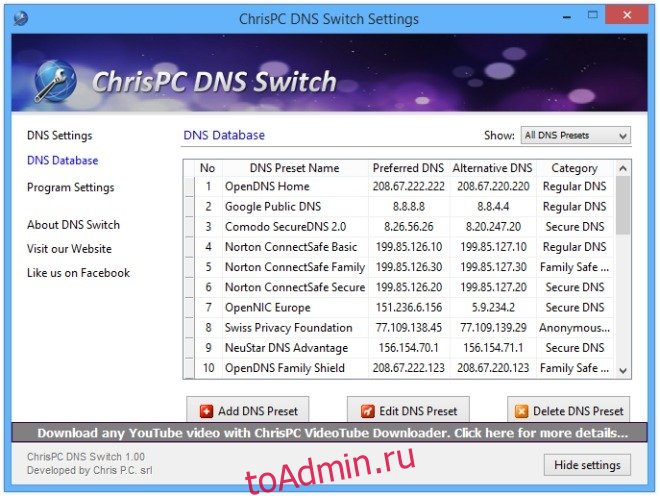 ChrisPC DNS Switch Settings_Database
