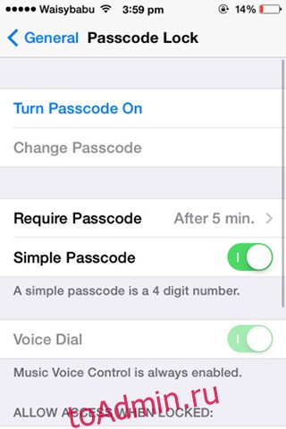 iPhone iPad iPod touch-пароль-блокировка-настройки