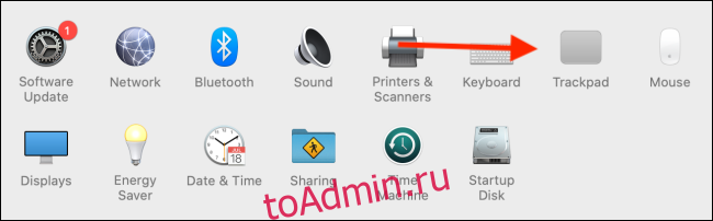 Нажмите на трекпад в системных настройках.