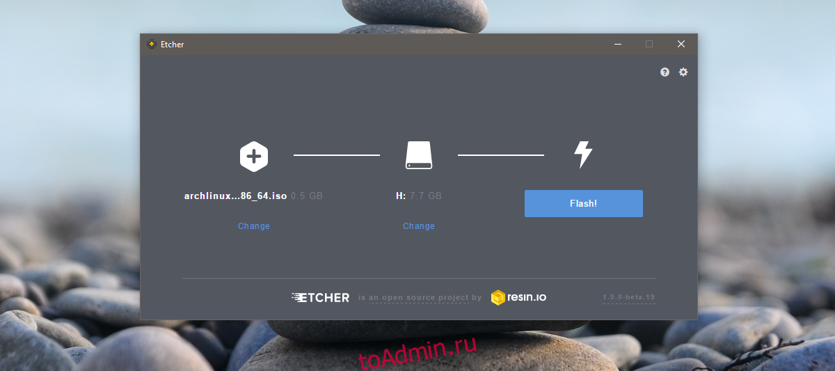 Как установить arch. Etcher Интерфейс рабочего. Приложение Etcher. Etcher.