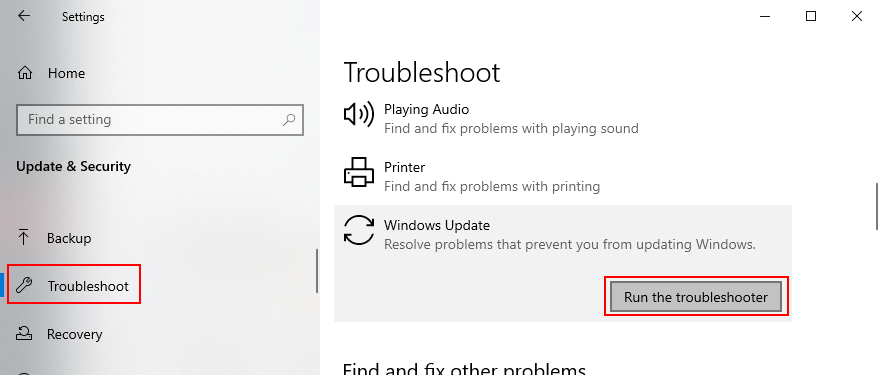 Windows 10 показывает, как запустить средство устранения неполадок Центра обновления Windows